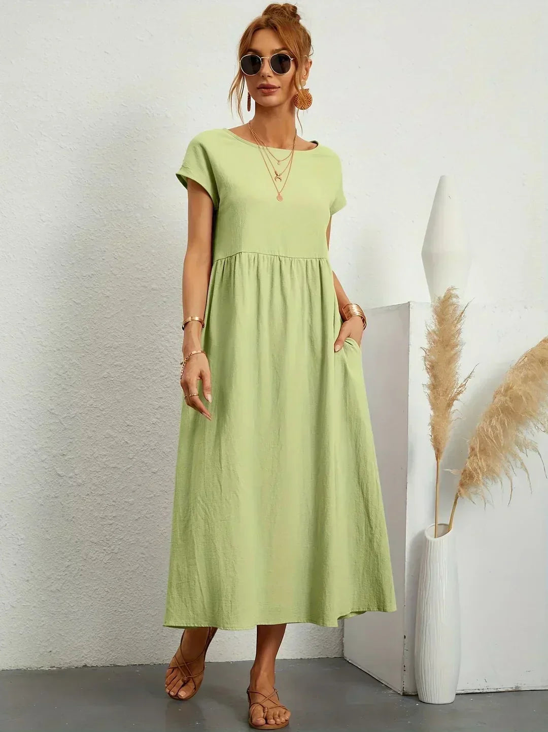 LIORA™ | Breathable White Midi Dress