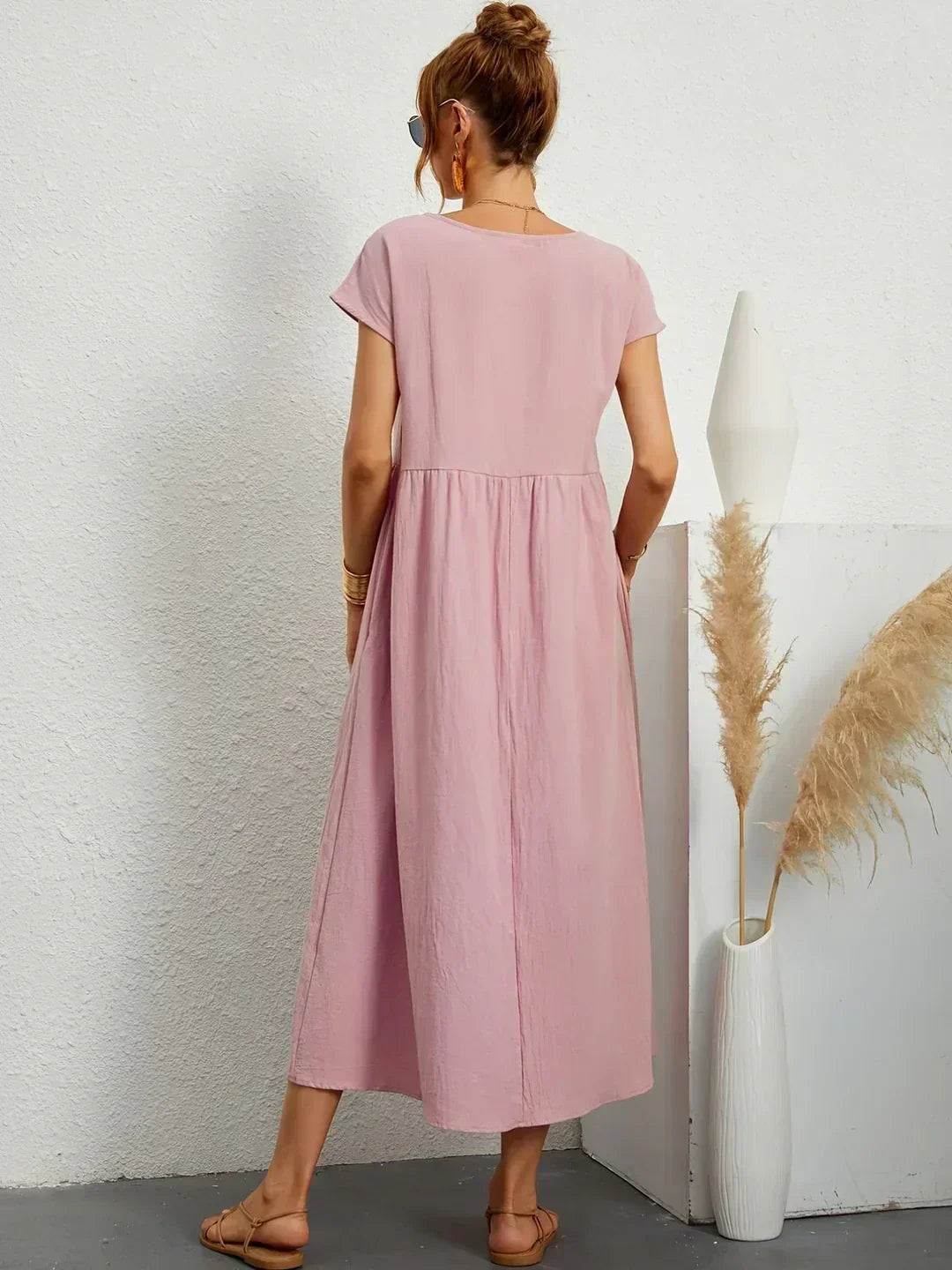 LIORA™ | Breathable White Midi Dress