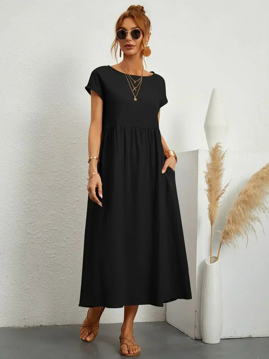 LIORA™ | Breathable White Midi Dress