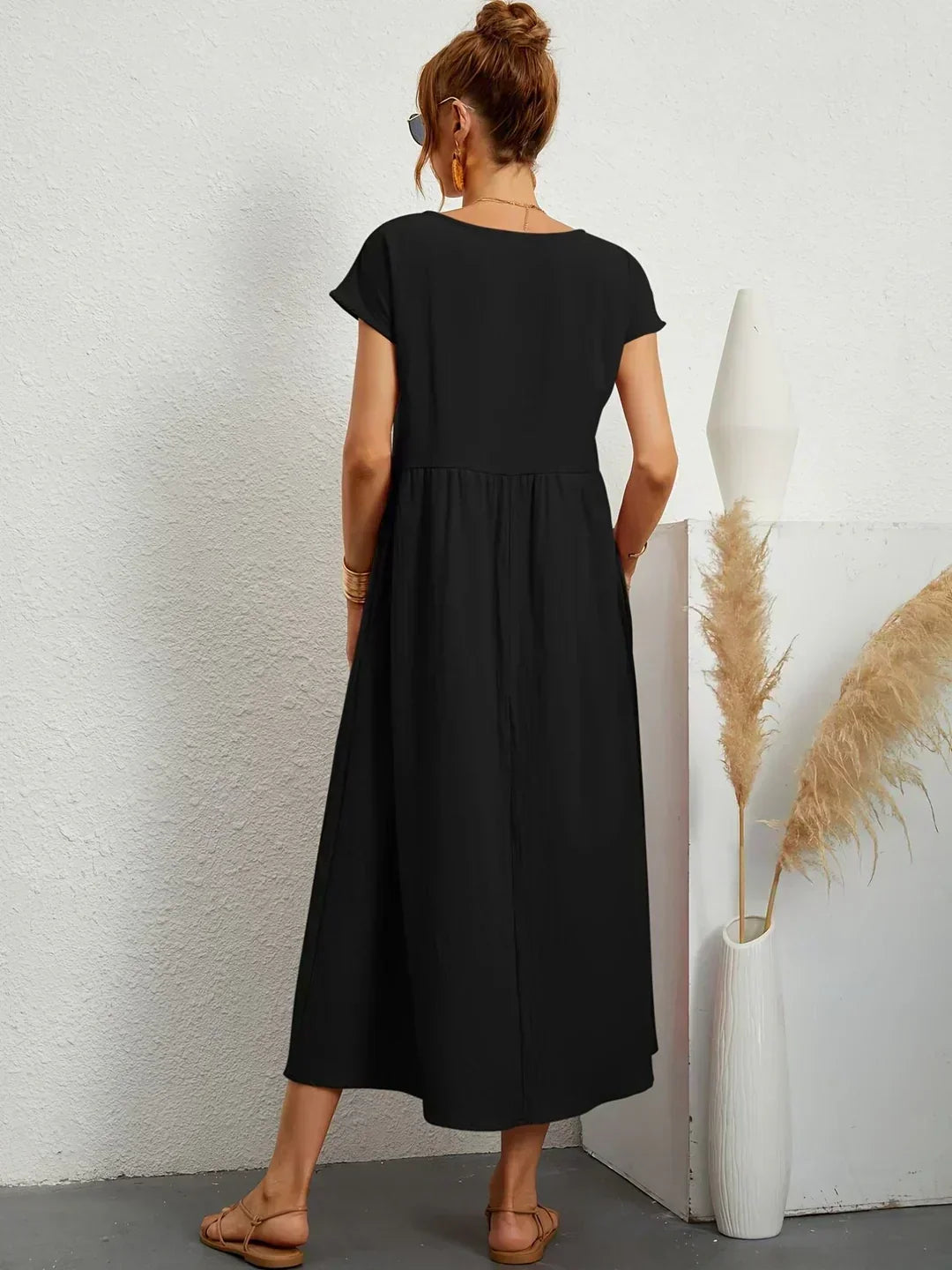 LIORA™ | Breathable White Midi Dress