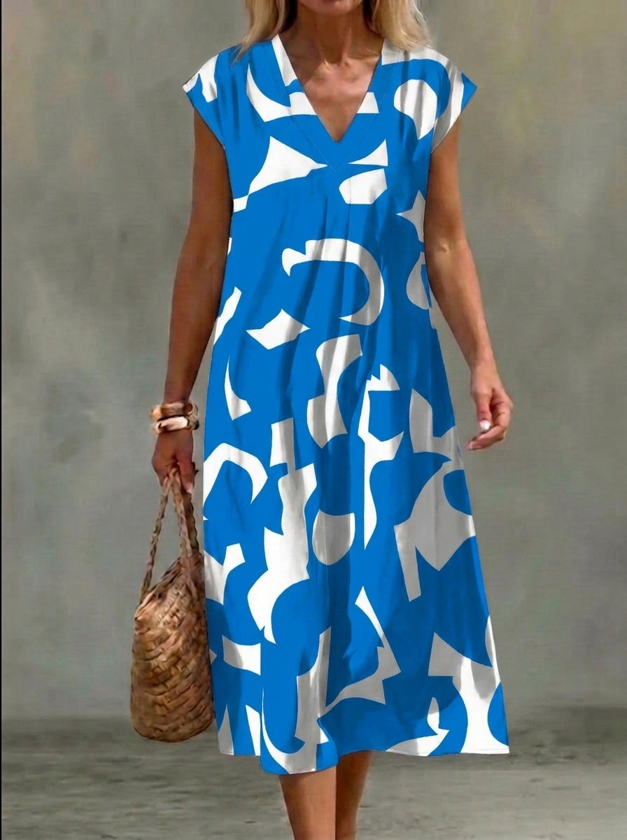 Elena | Black and White Printed Dress