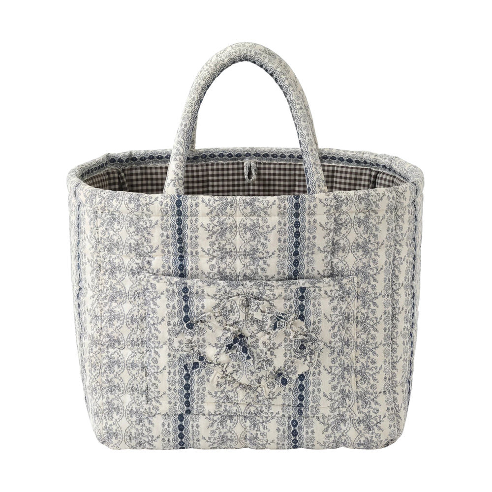 Lottie quilted everything basket in Navy Lace, front view