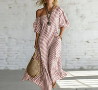 ALYSHA | OFF-SHOULDER STRIPED MAXI DRESS