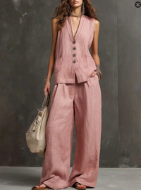 Irina Two-Piece Set with Sleeveless Vest and Wide-Leg Pants