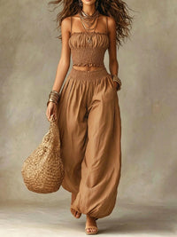 Marcia | Ruffled Top & Harem Trousers Set