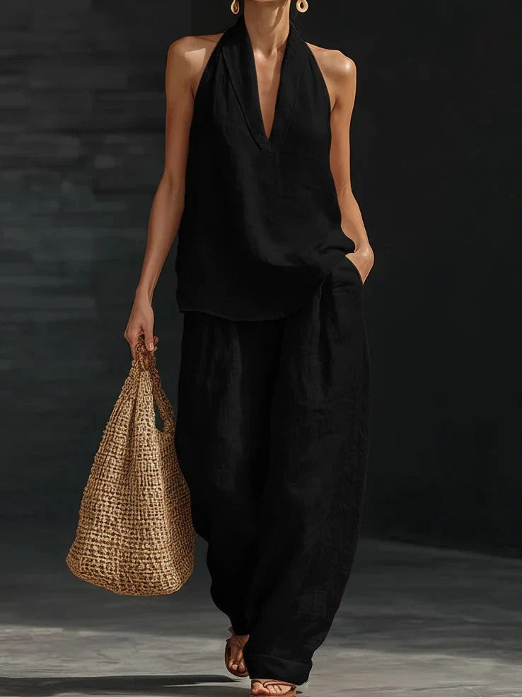 ZOË™ – SLEEVELESS TOP AND WIDE-LEG TROUSERS SET