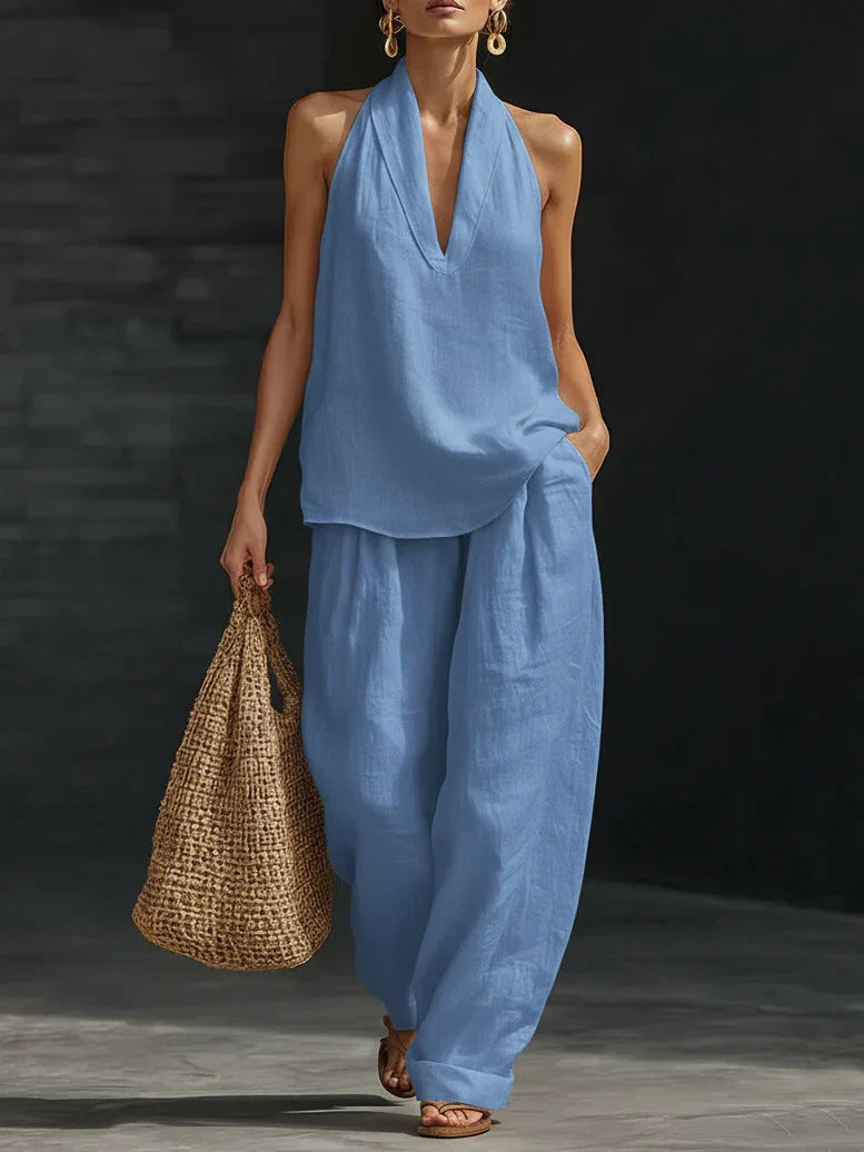 ZOË™ – SLEEVELESS TOP AND WIDE-LEG TROUSERS SET