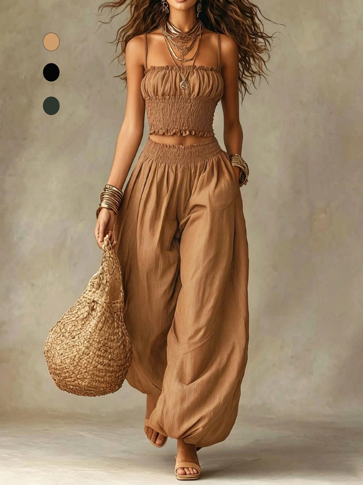 Marcia | Ruffled Top & Harem Trousers Set