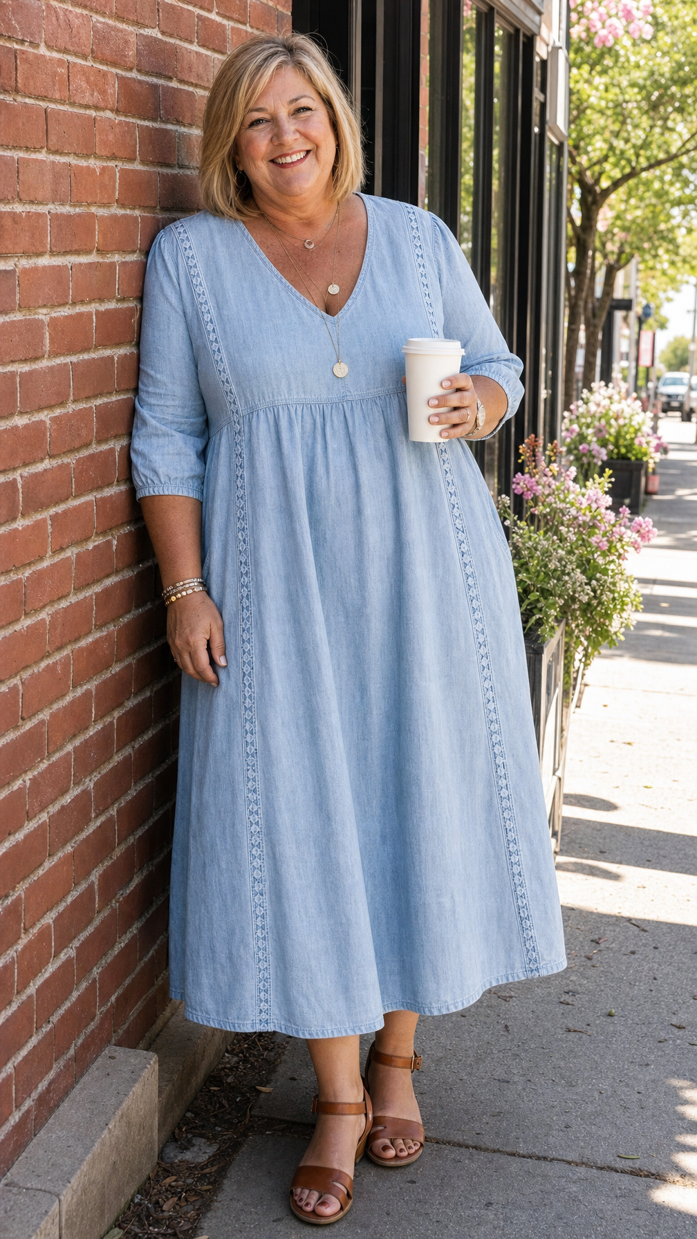 Juliette | Lace-Trim A-Line Midi Dress