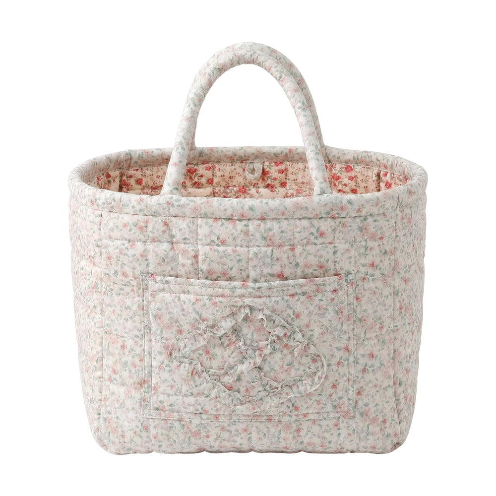 Dolly quilted everything basket in Pink Ditsy, front view
