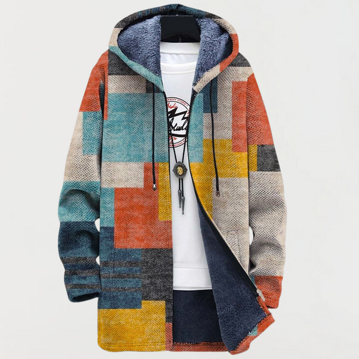 Blair | Geometric Colour-Block Hooded Coat
