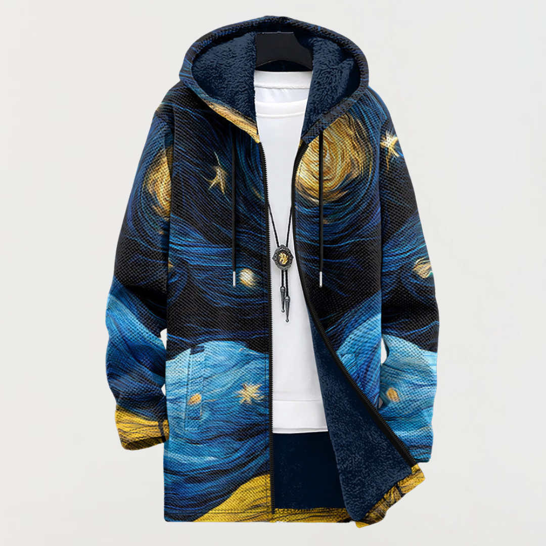 Harper | Celestial Art Print Hooded Coat