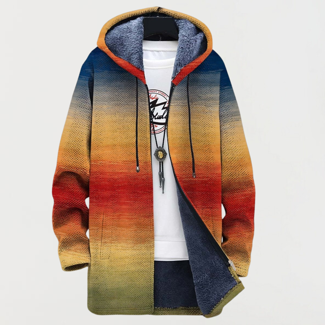 Rory | Sunset Gradient Print Hooded Coat