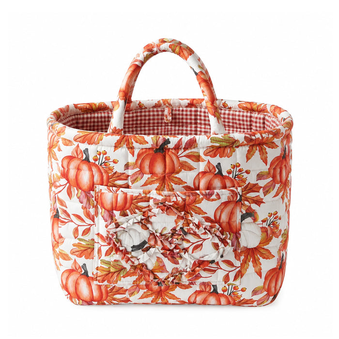 Hazel quilted everything basket in Pumpkin Orange, front view