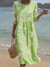 Women's Casual Floral Print Dress – Green