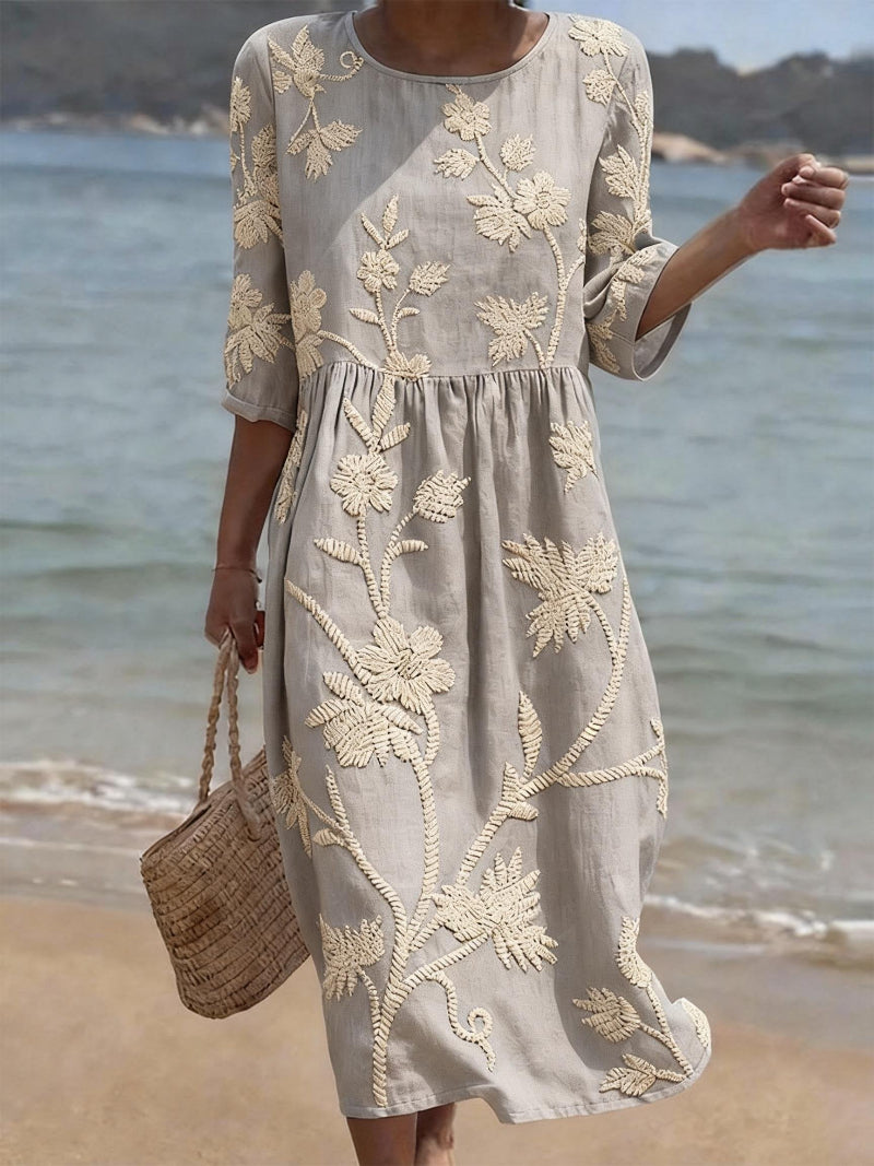 Women's Casual Floral Print Dress – Grey