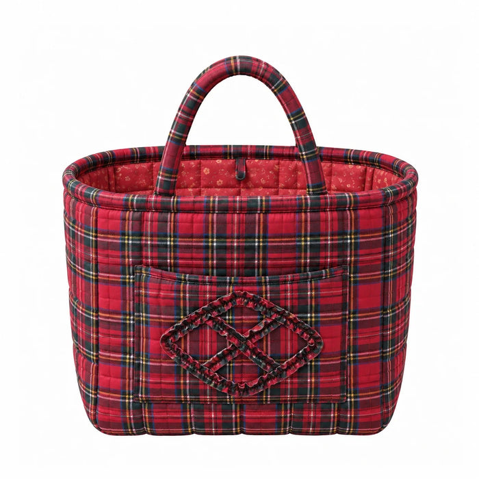 Holly quilted everything basket in Red Plaid, front view