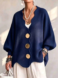 HEDDWEN | SCALLOPED V-NECK BUTTON CARDIGAN