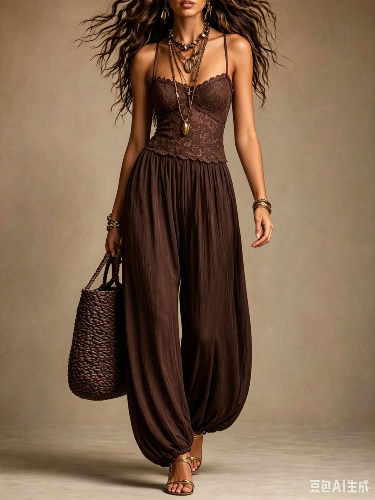 Beatrice | Lace & Chiffon Harem Jumpsuit