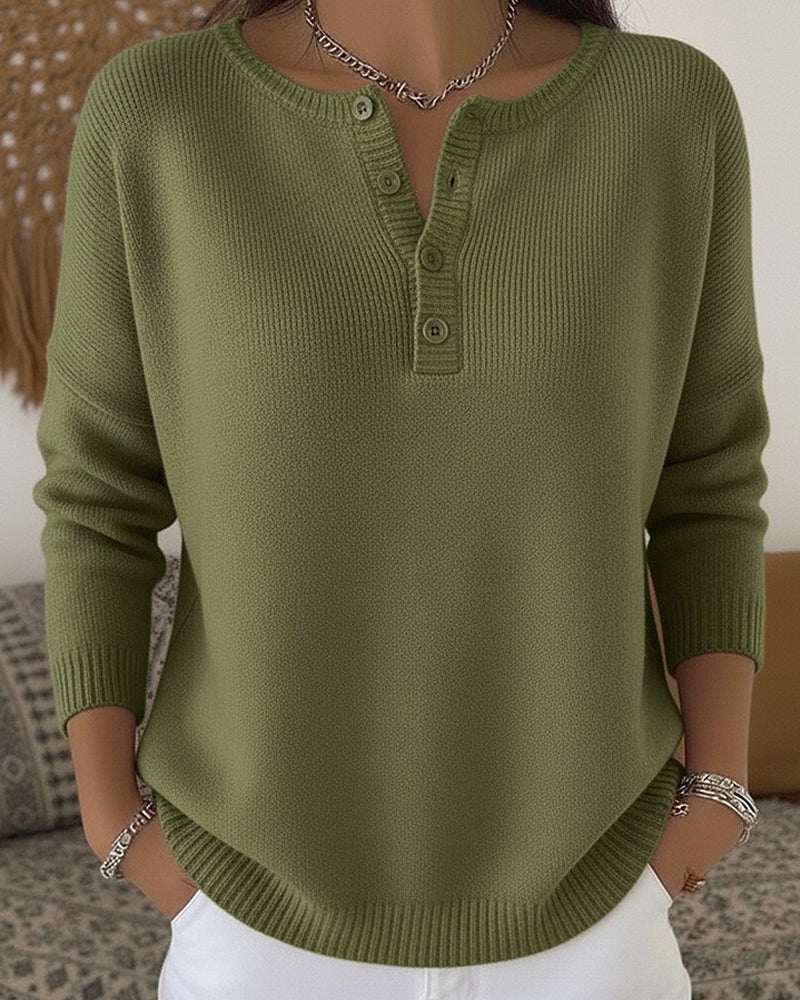 HELENA | HENLEY-BUTTON KNIT JUMPER