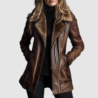 LETTY | PLUSH-COLLAR LEATHER-LOOK ZIP JACKET