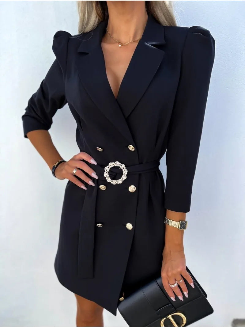MARCELLINE | ELEGANT PRINTED COLLAR MIDI DRESS