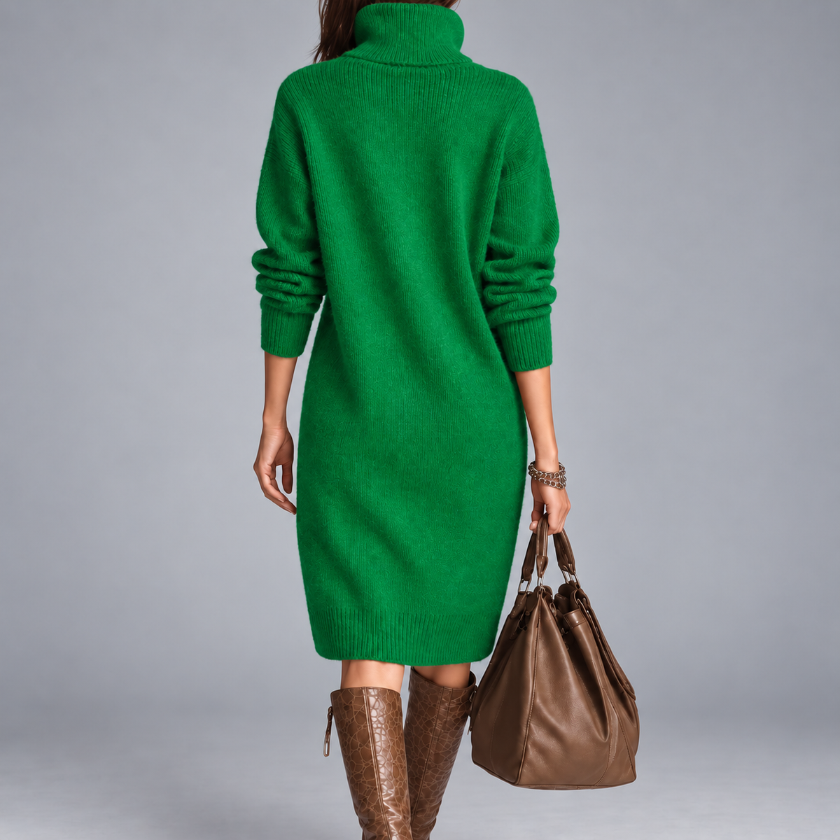 EFFIE | BUTTONED COLLAR KNIT MIDI DRESS