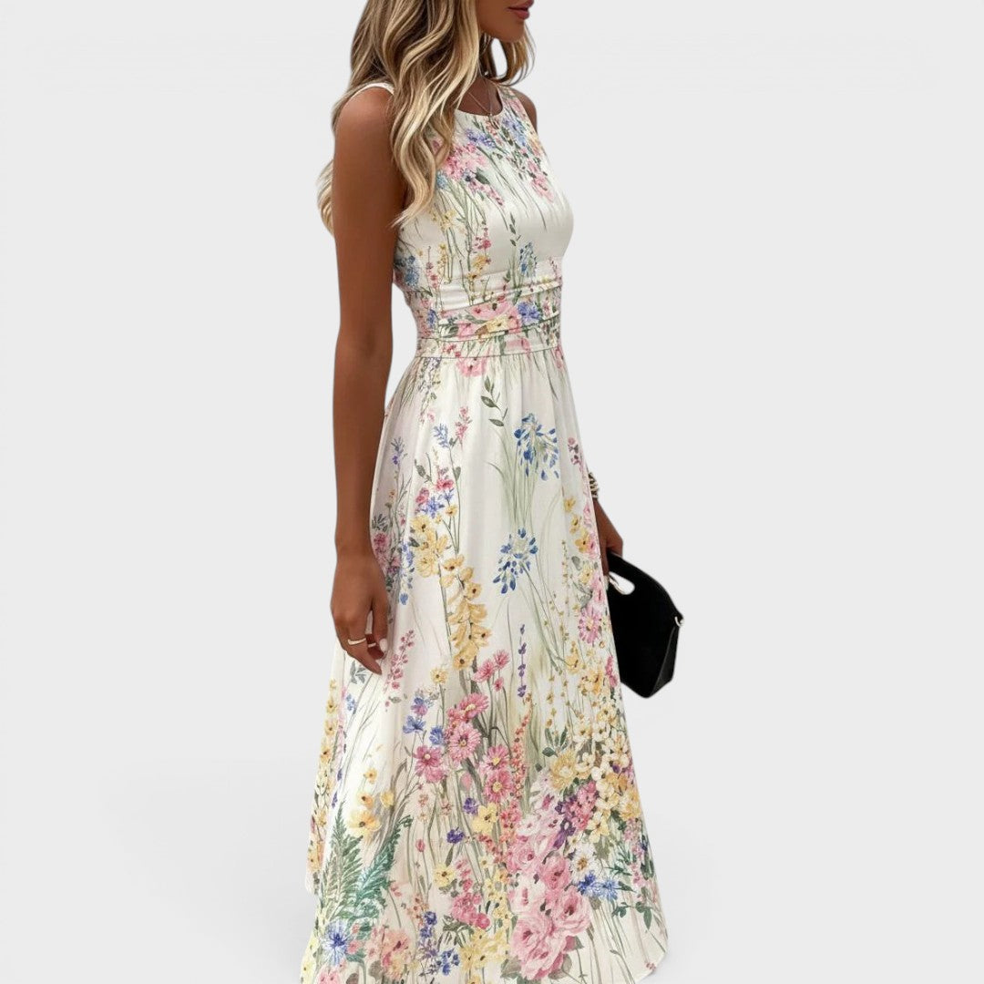 LIORA™ | Lace Trim Midi Dress