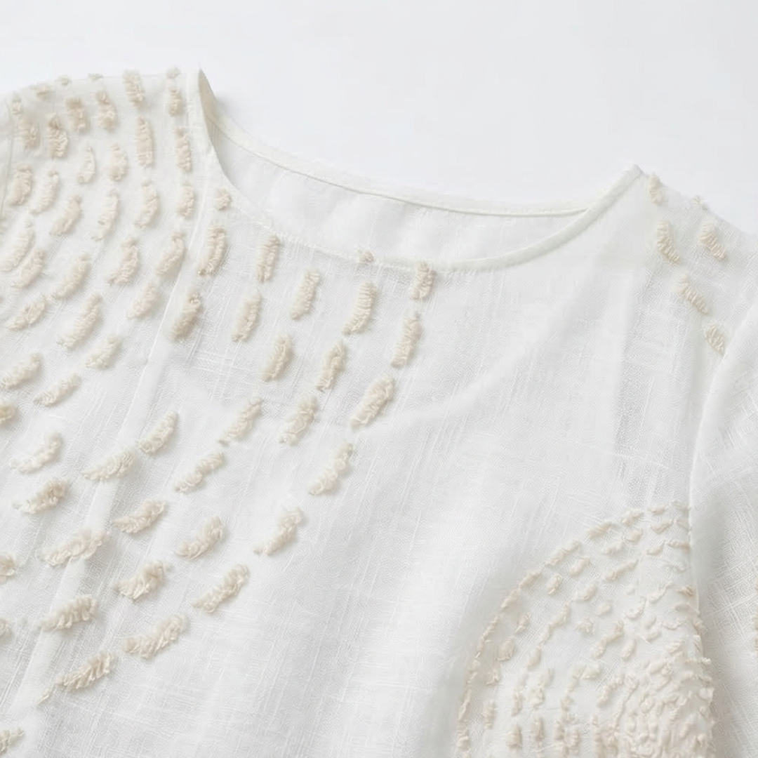 Women's Embroidered Casual Dress – White