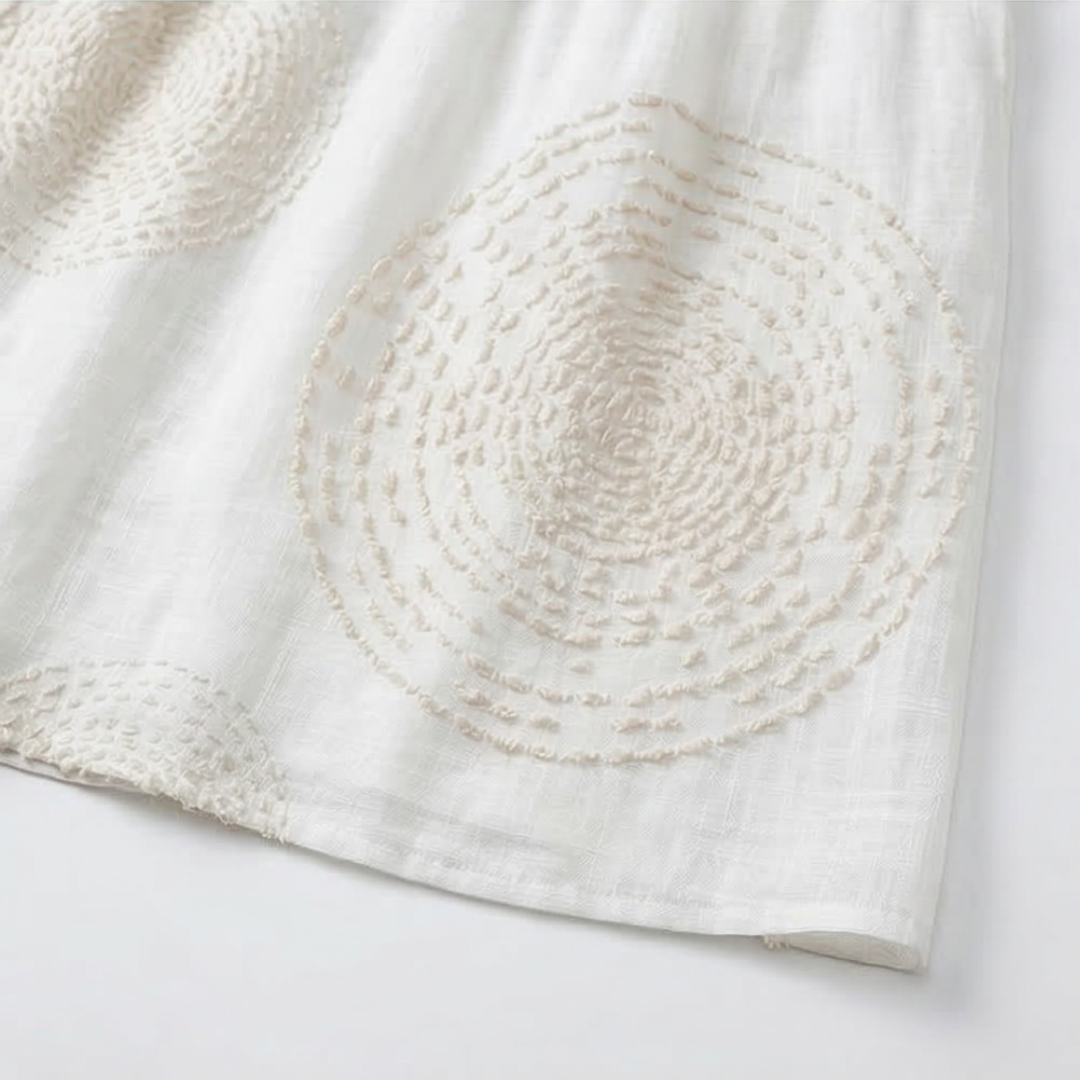 Women's Embroidered Casual Dress – White