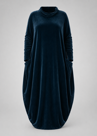 CORISANDE | VELVET ROLL-NECK COCOON MAXI DRESS