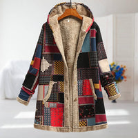 Lina | Patchwork Hooded Button Coat