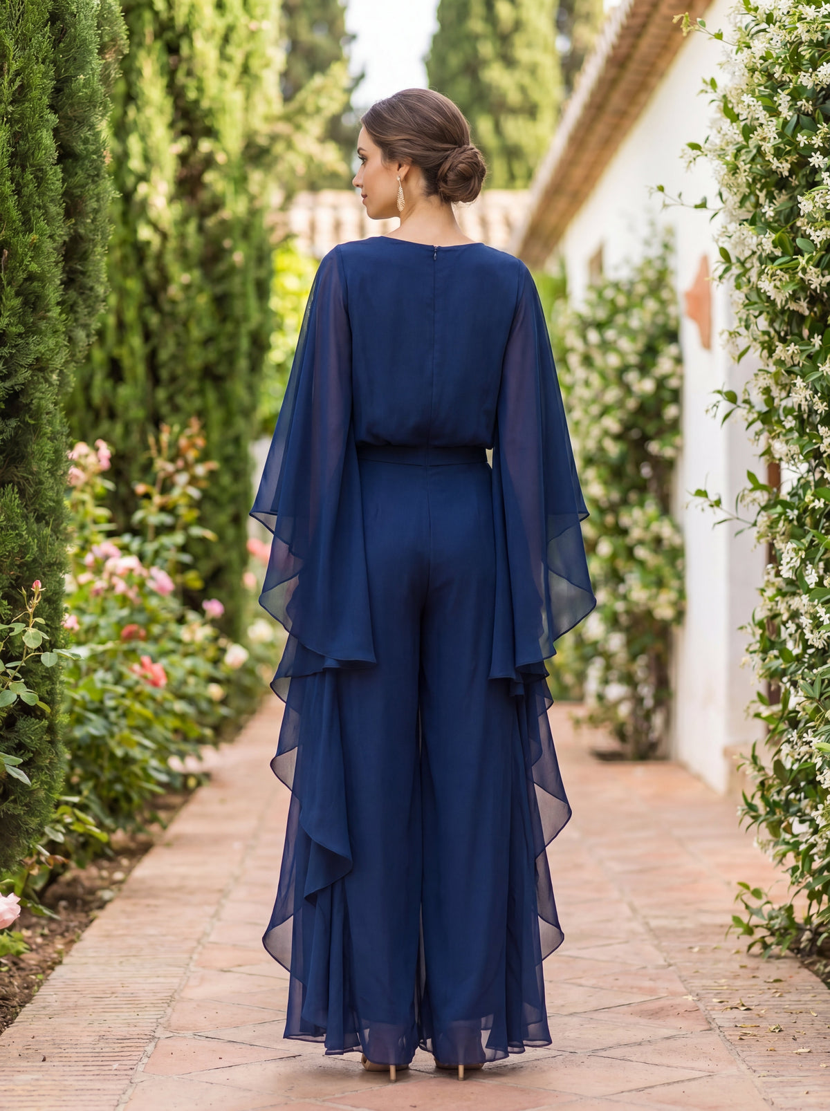 Lenorah | Two-Piece Cape-Sleeve and Ruffled-Skirt Set