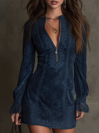 EUDORA VINTAGE BLUE LACE TRIM MINI DRESS