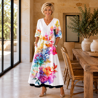 DYMPHNA | WHITE WATERCOLOUR FLORAL MAXI DRESS