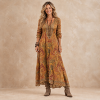 MELORA | PAISLEY PRINT V-NECK MAXI DRESS