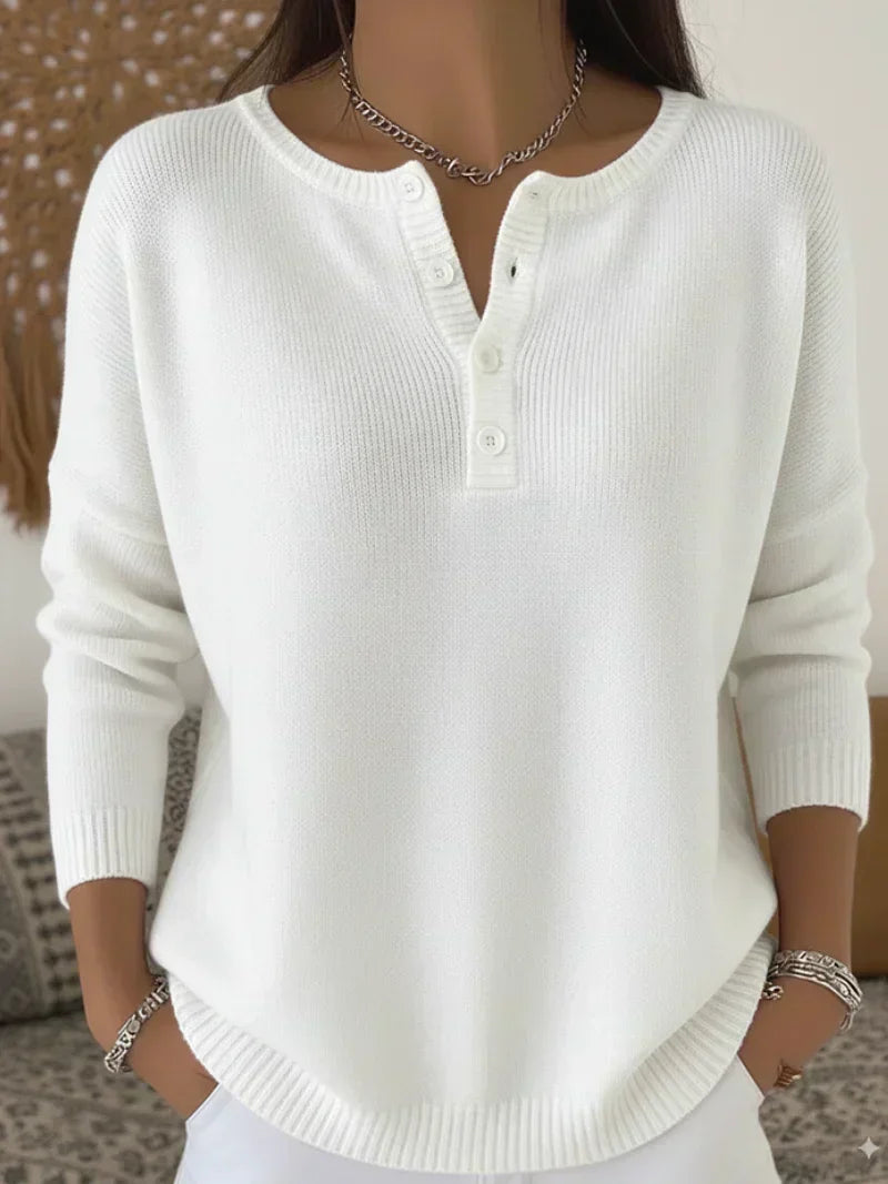 HELENA | HENLEY-BUTTON KNIT JUMPER