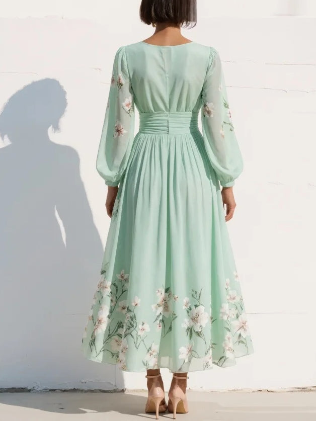 LIORA™ | Puff Sleeve Midi Dress