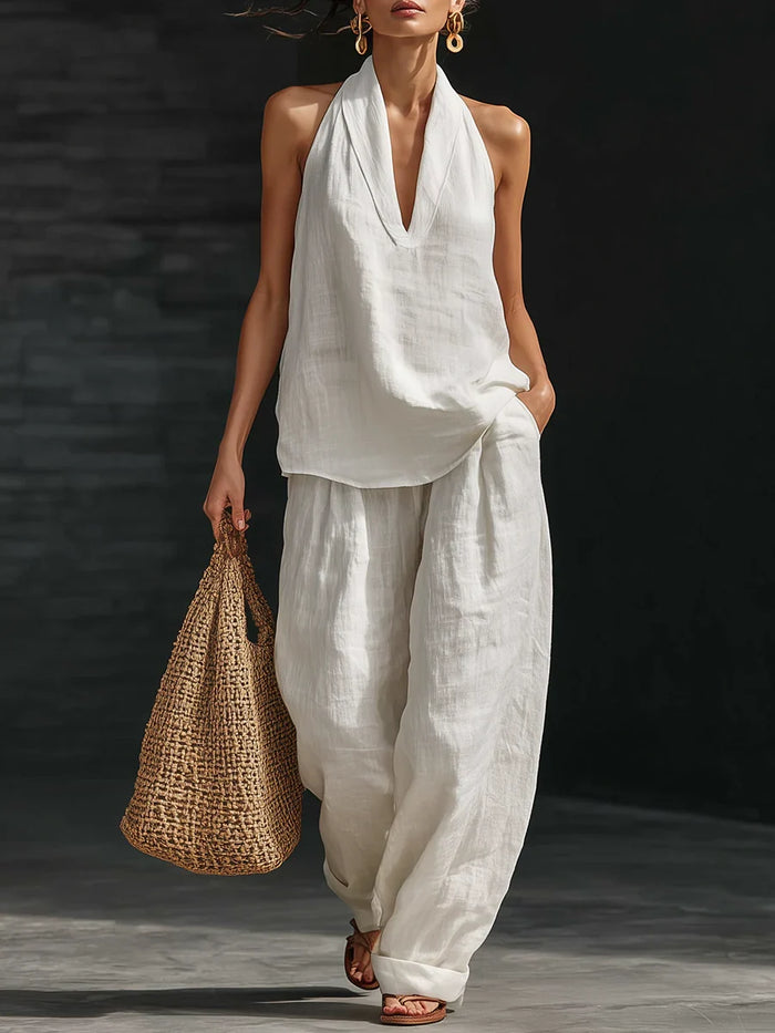 ZOË™ – SLEEVELESS TOP AND WIDE-LEG TROUSERS SET