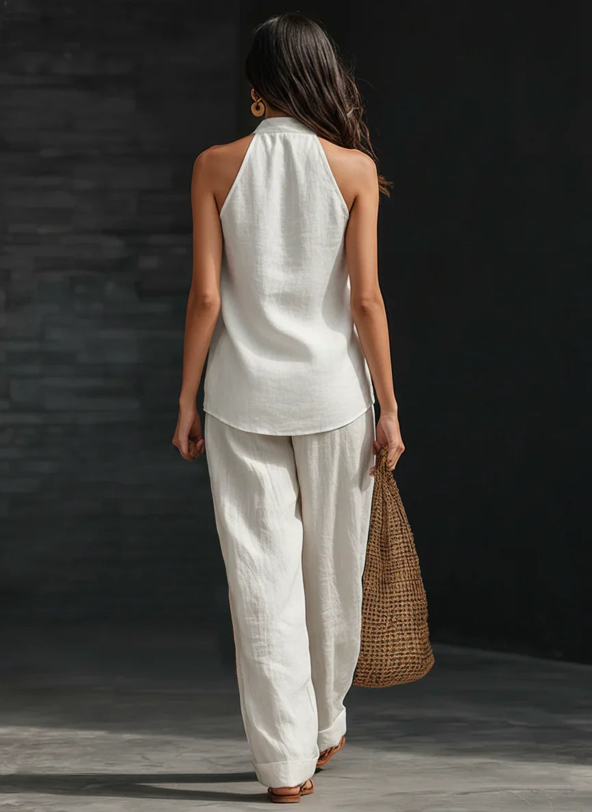 ZOË™ – SLEEVELESS TOP AND WIDE-LEG TROUSERS SET