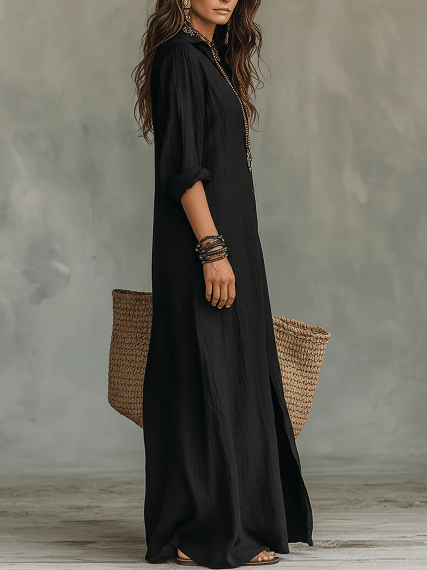 Ailsa button-front maxi shirt dress, view 2