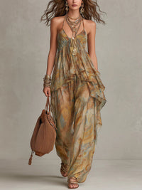 Sienna Chiffon Ruffled Camisole and Wide-leg Pants Set