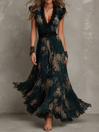 VICTORIA | DARK FLORAL LAYERED MAXI DRESS