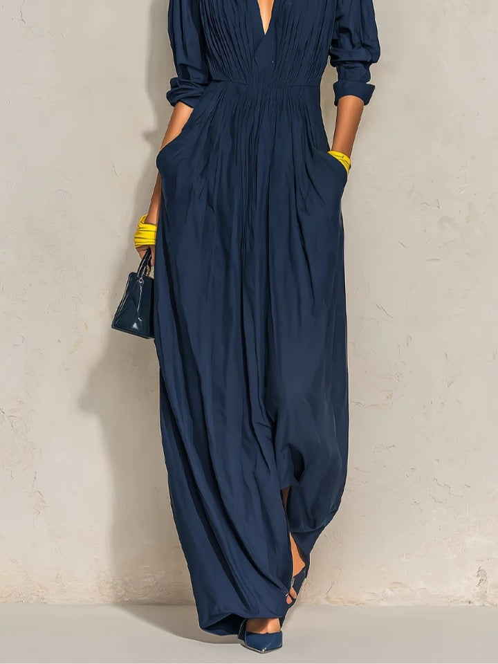 Nesta pleated v-neck maxi dress, view 4