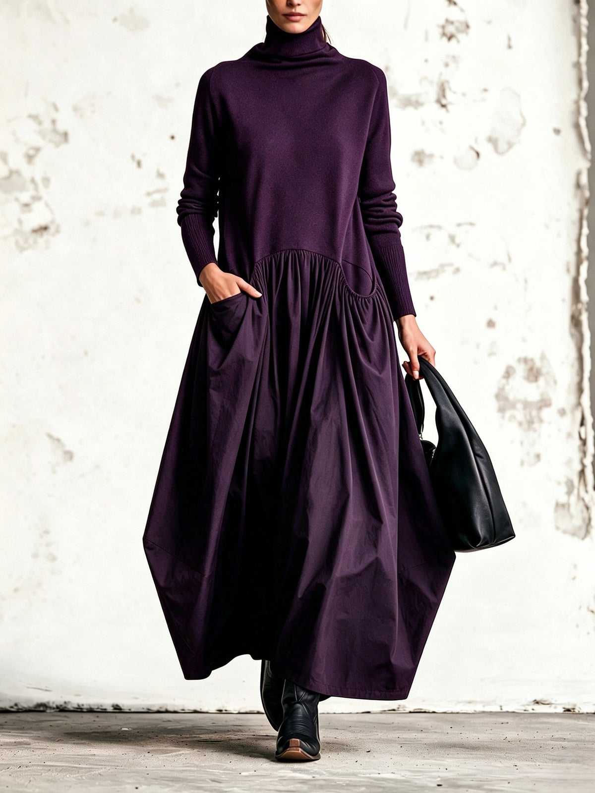 Odette oversized high-neck maxi dress, view 7