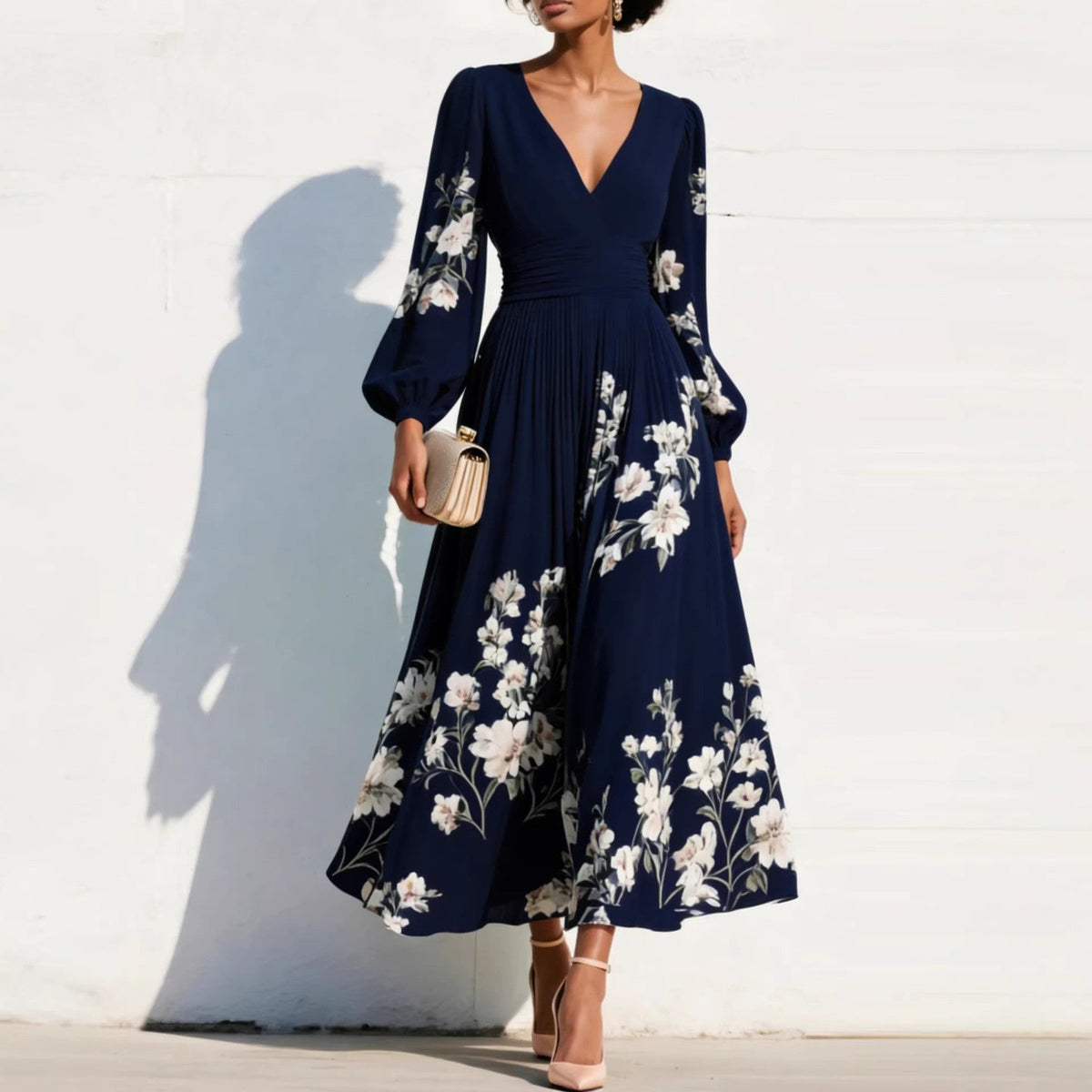 LIORA™ | Puff Sleeve Midi Dress