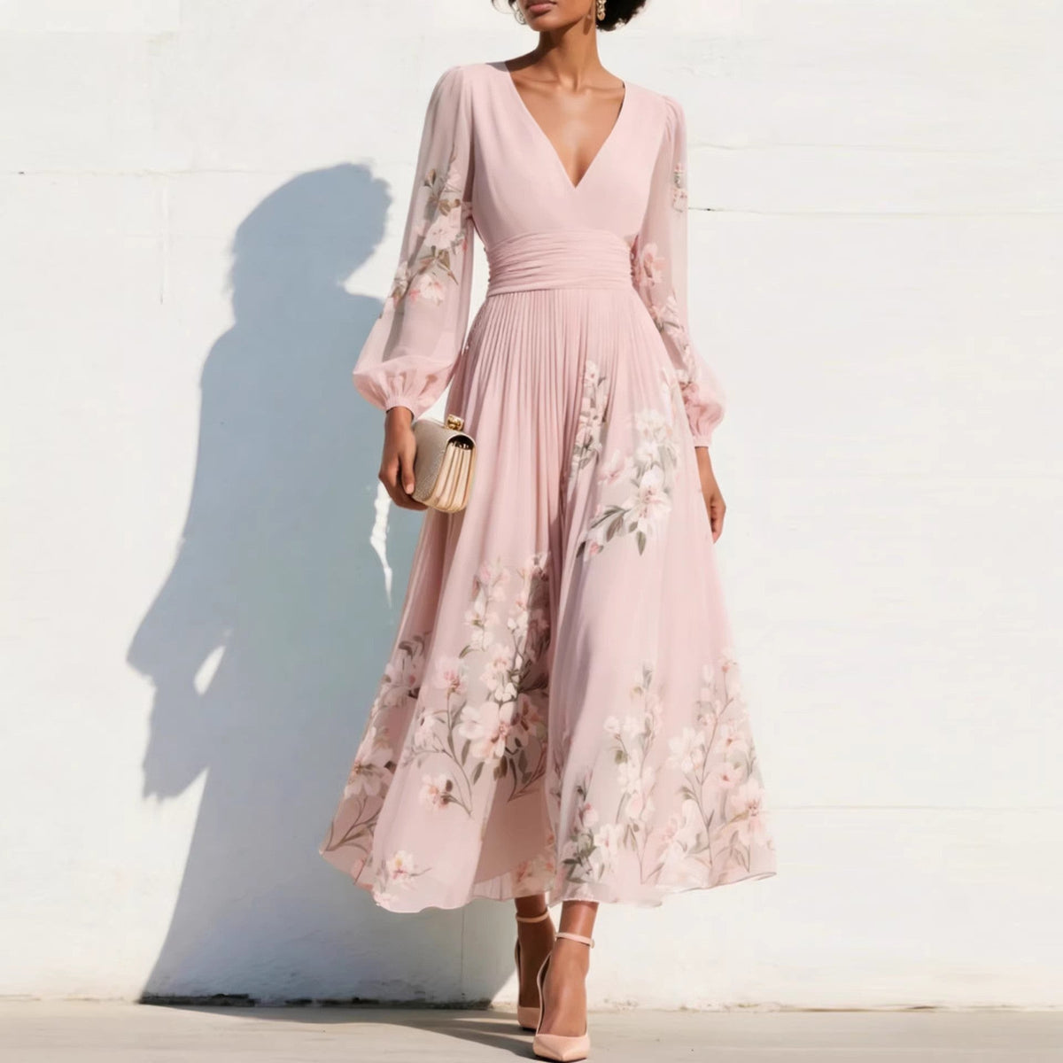 LIORA™ | Puff Sleeve Midi Dress