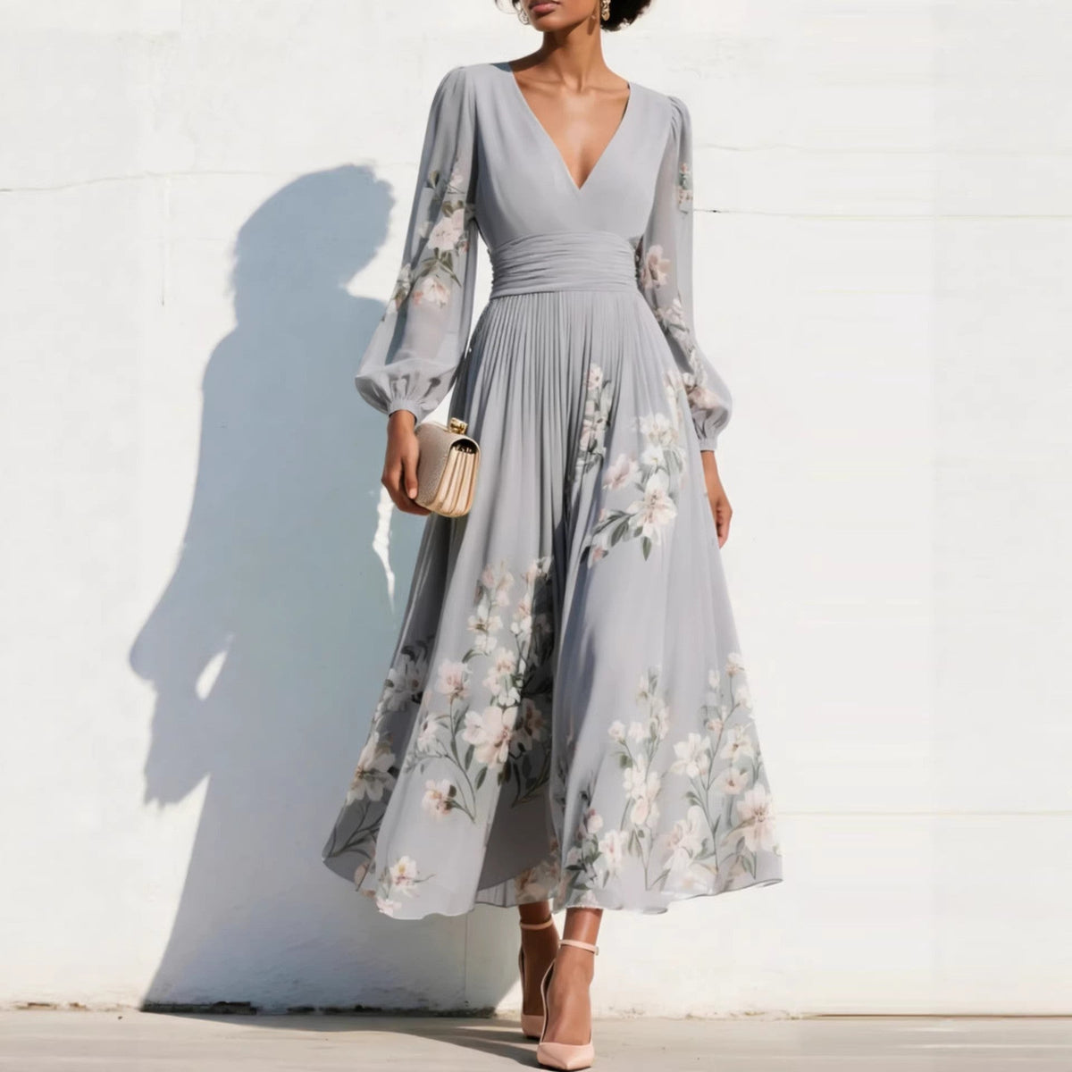 LIORA™ | Puff Sleeve Midi Dress