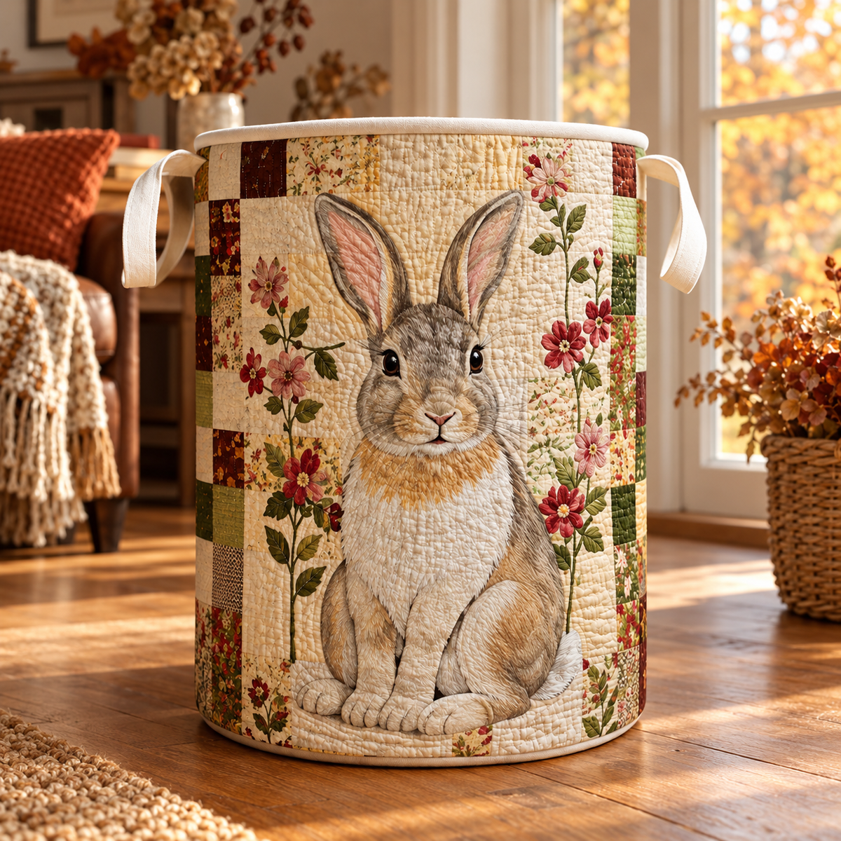 Beatrice | Hand-Quilted Laundry Basket in an autumn interior