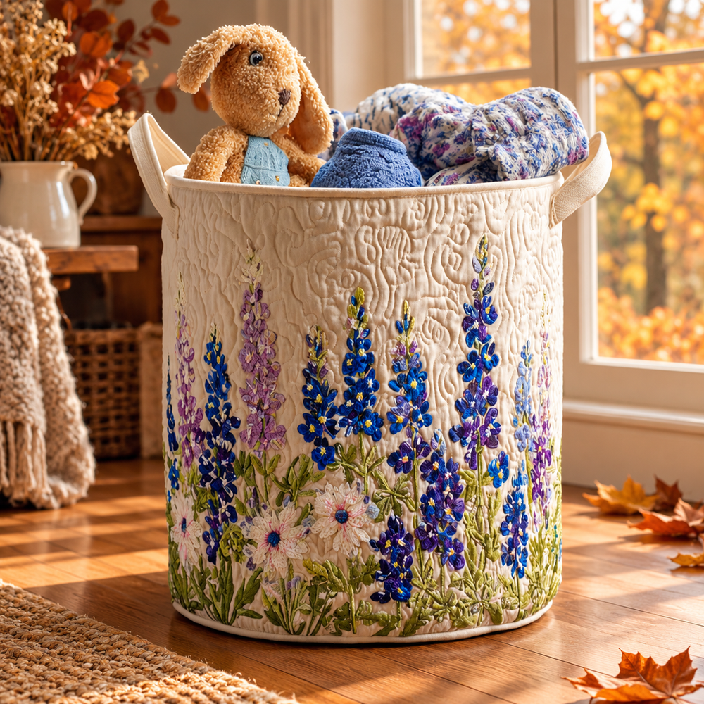 Margherita | Hand-Quilted Laundry Basket in an autumn interior